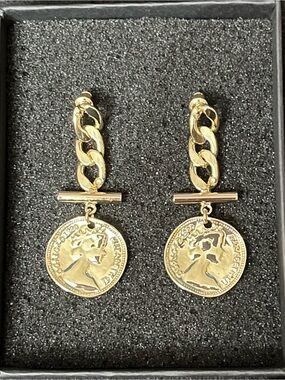 14K Gold Plated Vintage/Modern Combo Coin Earrings with Sterling Posts